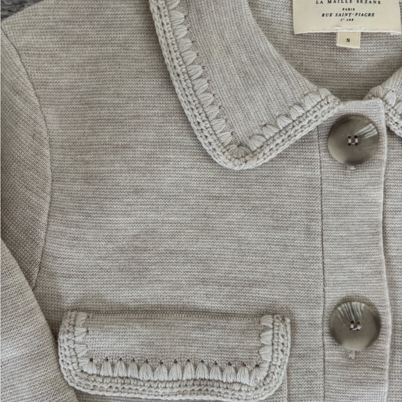 Sezane Betty Cardigan Mottled Beige S - Picture 6 of 10